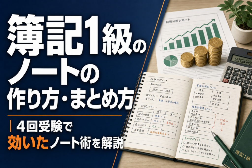 簿記1級のノートの作り方・まとめ方を4回受験者が解説のアイキャッチ