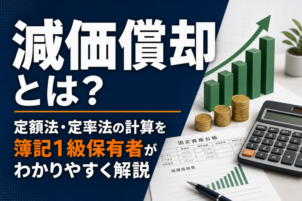 減価償却とは？定額法・定率法の計算を簿記1級保有者がわかりやすく解説のアイキャッチ