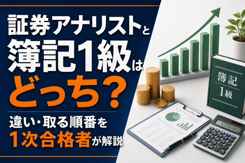証券アナリストと簿記1級はどっち？違い・取る順番を1次合格者が解説のアイキャッチ