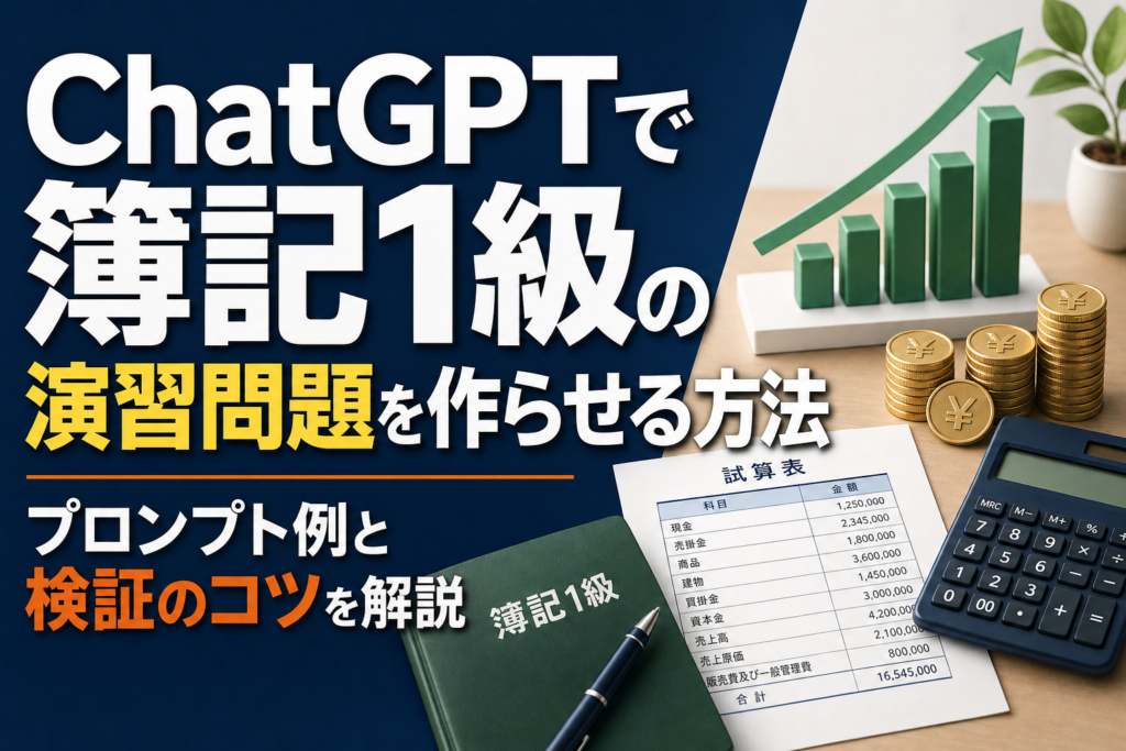ChatGPTで簿記1級の演習問題を作らせる方法のアイキャッチ