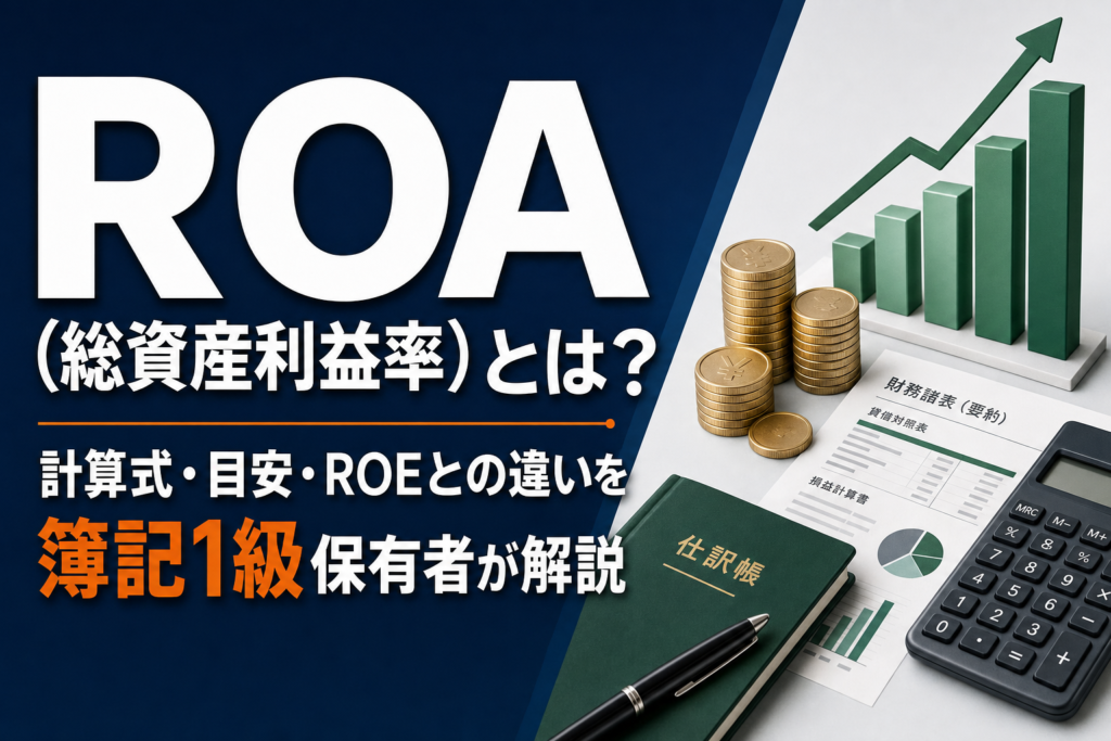 ROA（総資産利益率）とは？計算式・目安・ROEとの違いを簿記1級保有者が解説のアイキャッチ